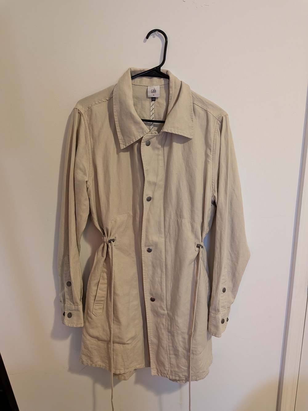 CAbi Beige Drawstring Waist Trench Coat
